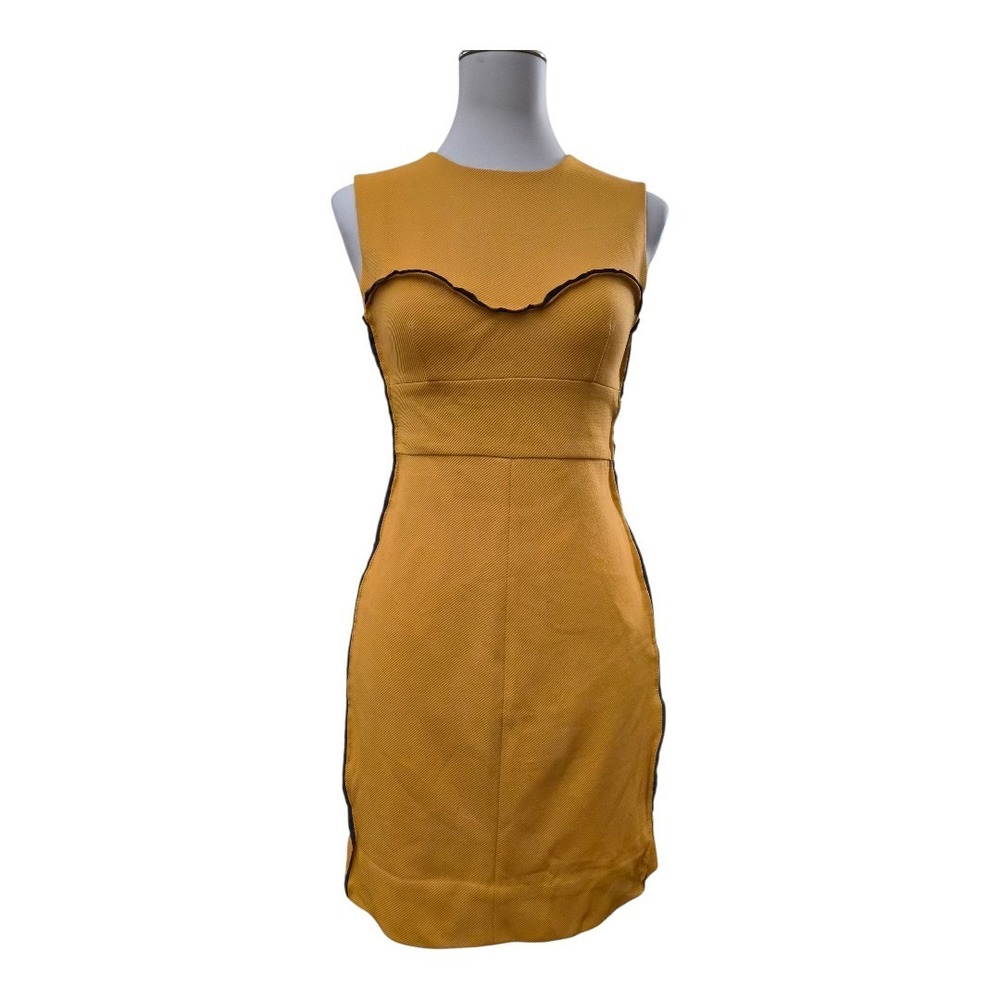 Diane von Furstenberg DVF Mustard Yellow Sheath Dress Sleeveless Silk Lined